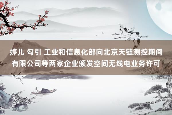 婷儿 勾引 工业和信息化部向北京天链测控期间有限公司等两家企业颁发空间无线电业务许可