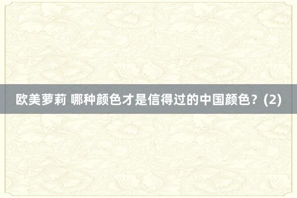 欧美萝莉 哪种颜色才是信得过的中国颜色?(2)
