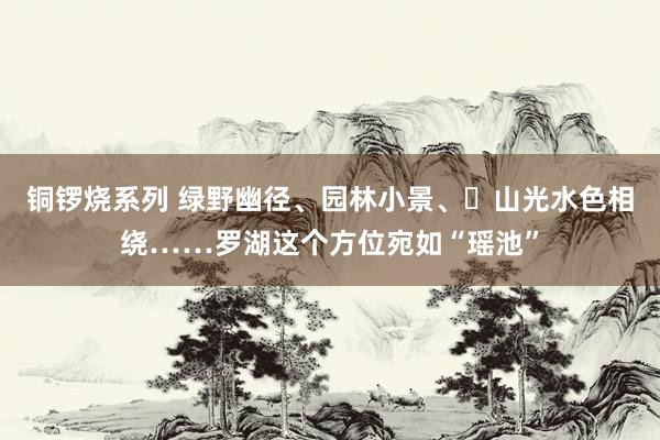 铜锣烧系列 绿野幽径、园林小景、​山光水色相绕……罗湖这个方位宛如“瑶池”