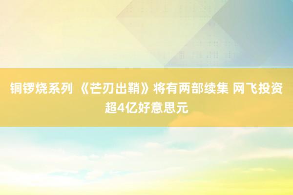 铜锣烧系列 《芒刃出鞘》将有两部续集 网飞投资超4亿好意思元