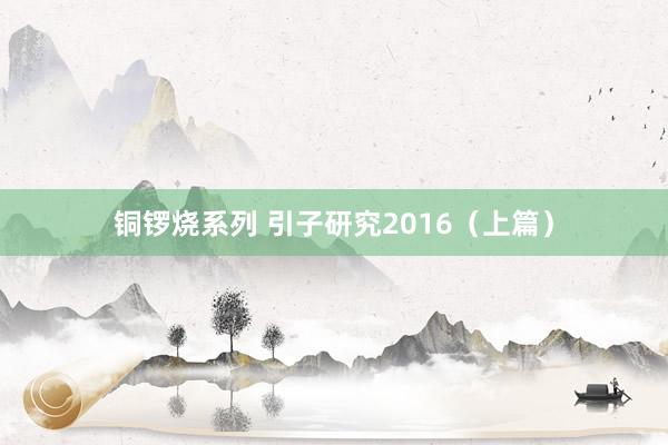铜锣烧系列 引子研究2016（上篇）