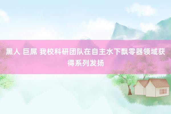 黑人 巨屌 我校科研团队在自主水下飘零器领域获得系列发扬
