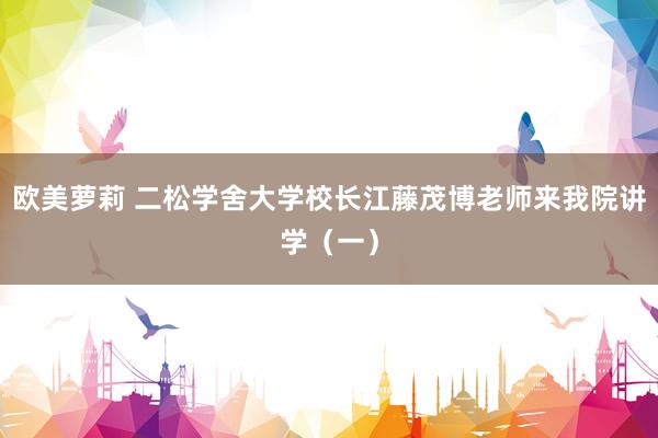 欧美萝莉 二松学舍大学校长江藤茂博老师来我院讲学(一)