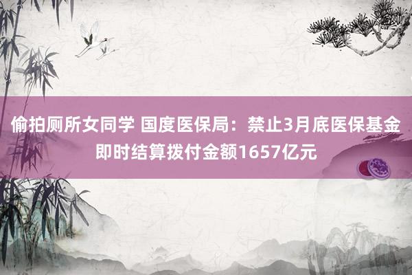 偷拍厕所女同学 国度医保局：禁止3月底医保基金即时结算拨付金额1657亿元