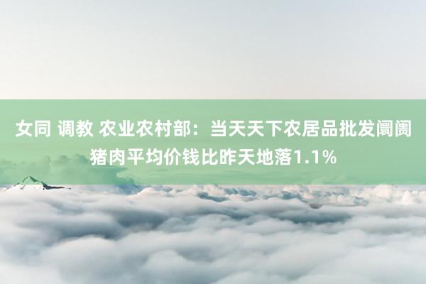 女同 调教 农业农村部:当天天下农居品批发阛阓猪肉平均价钱比昨天地落1.1%